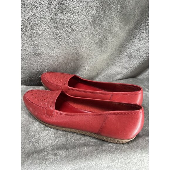 Vtg Cobble Cuddlers Women’s 8 N Red Leather Loafers Slip On Casual Shoes Preppy - Picture 3 of 8
